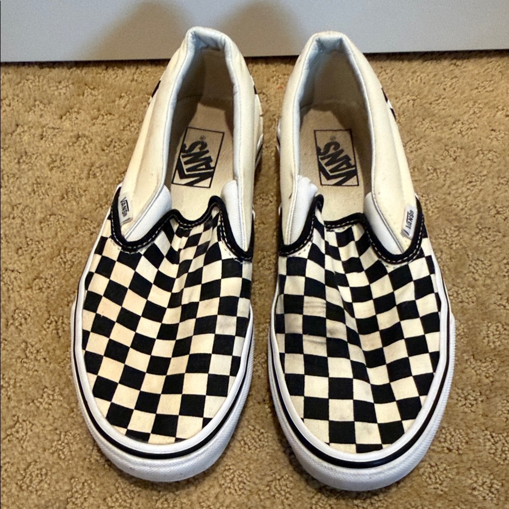 Vans Black and White Checkerboard Slip-Ons